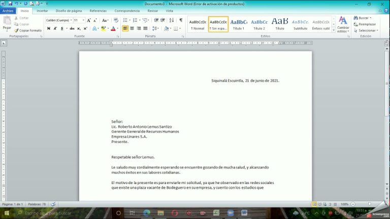 Carta de solicitud de empleo